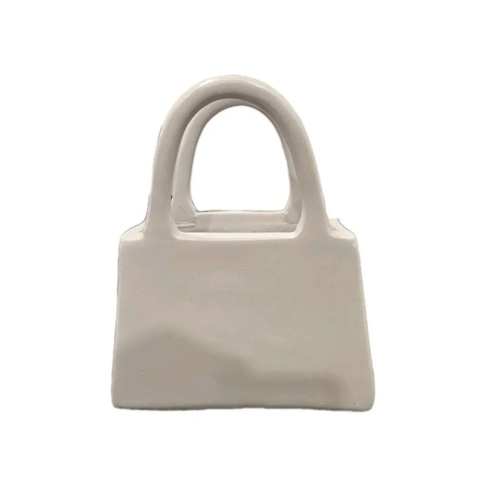 New Large White & Black Bow Purse / Clutch Flower Pot Planter Kitchen Gardening